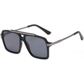 Square Pouch Men Manhattan Vintage Hipster Design Hybrid Sunglasses - 87041-black-gun-frame-smoke - C318SDI4GUT $18.72