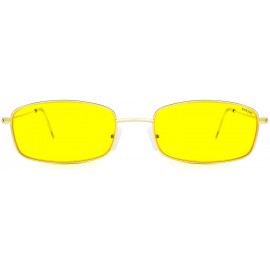 Oversized New Fashion Trend Vintage Rectangular Small Sunglasses for Men and Women - Golden Frame Yellow Lens - C718R23X08E $...