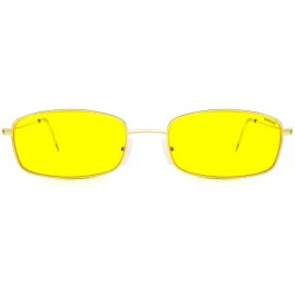 Oversized New Fashion Trend Vintage Rectangular Small Sunglasses for Men and Women - Golden Frame Yellow Lens - C718R23X08E $...