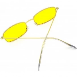 Oversized New Fashion Trend Vintage Rectangular Small Sunglasses for Men and Women - Golden Frame Yellow Lens - C718R23X08E $...