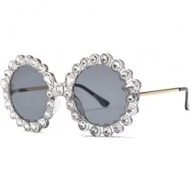 Rectangular Fashion Round Sunglasses Crystal plastic Frame glasses for women UV400 - Silver - CY18NO90UC7 $21.06