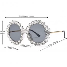 Rectangular Fashion Round Sunglasses Crystal plastic Frame glasses for women UV400 - Silver - CY18NO90UC7 $10.96