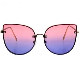Round Foxy Round Cateye Butterfly Sunglasses Womens Fashion Ombre Color Lens - Gold (Pink Blue) - CK18HYAY50E $21.58