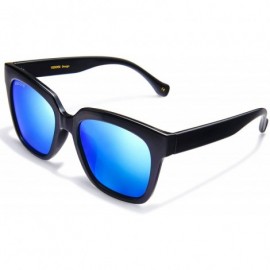 Rectangular Vintage Square Sunglasses for Men Women Polarized UV Protection Acetate Frame Sunglass - Black Frame Blue Lens - ...