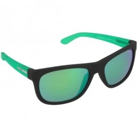 Square An4206 Fire Drill Lite Square Sunglasses Rectangular - Fuzzy Black/Light Green Mirror Green - C211UG97G8B $64.82