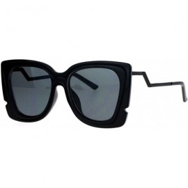 Butterfly Square Butterfly Sunglasses Womens Unique Double Frame Zig Zag Arms - Black - CG1877EM38D $24.04