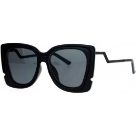 Butterfly Square Butterfly Sunglasses Womens Unique Double Frame Zig Zag Arms - Black - CG1877EM38D $9.09