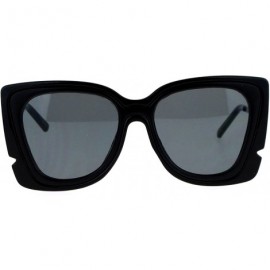 Butterfly Square Butterfly Sunglasses Womens Unique Double Frame Zig Zag Arms - Black - CG1877EM38D $9.09