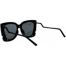 Butterfly Square Butterfly Sunglasses Womens Unique Double Frame Zig Zag Arms - Black - CG1877EM38D $9.09