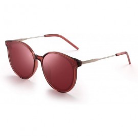 Shield Polarized Round Sunglasses Women Retro Oversized Circle Lens UV400 - Red Frame / Polarized Red Lens - CW18SKAZZKH $11.38
