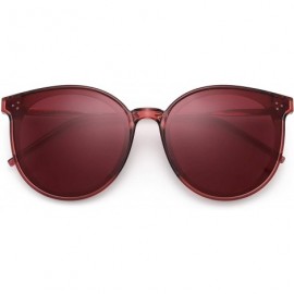 Shield Polarized Round Sunglasses Women Retro Oversized Circle Lens UV400 - Red Frame / Polarized Red Lens - CW18SKAZZKH $11.38