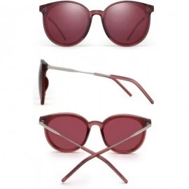 Shield Polarized Round Sunglasses Women Retro Oversized Circle Lens UV400 - Red Frame / Polarized Red Lens - CW18SKAZZKH $11.38