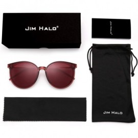 Shield Polarized Round Sunglasses Women Retro Oversized Circle Lens UV400 - Red Frame / Polarized Red Lens - CW18SKAZZKH $11.38