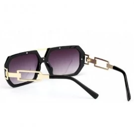 Oversized Fashion Vintage Square Sunglasses Unisex Clear Lens UV400 - Black-gray - CV17YIUMXRN $9.41