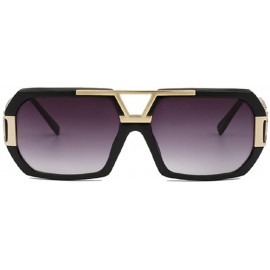 Oversized Fashion Vintage Square Sunglasses Unisex Clear Lens UV400 - Black-gray - CV17YIUMXRN $9.41
