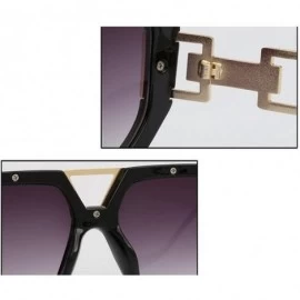 Oversized Fashion Vintage Square Sunglasses Unisex Clear Lens UV400 - Black-gray - CV17YIUMXRN $9.41