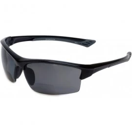 Rimless 472BF Polarized Bi-Focal Sport Reading Sunglasses in Black or Tortoise - Black / Grey Lens - CF110I51SS7 $40.63