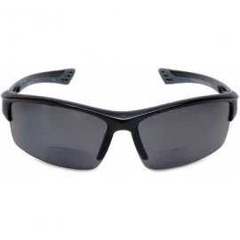 Rimless 472BF Polarized Bi-Focal Sport Reading Sunglasses in Black or Tortoise - Black / Grey Lens - CF110I51SS7 $84.56