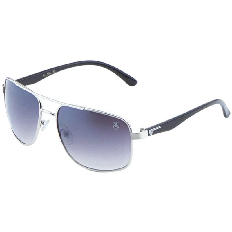 Aviator Thin Metal Frame Classic Square Frame Aviator Sunglasses - Smoke Silver - CR199GAYTQI $16.41