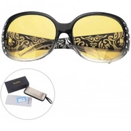 Wrap Rhinestone Glasses Fashion Eyewear Polarized - Transparent Black Night Vision - C6193YYTE60 $12.52
