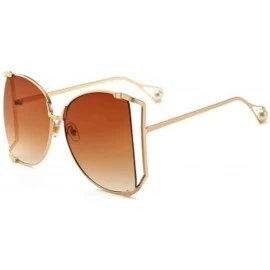 Sport Fashion Ocean Piece Sunglasses Metal Cut Edge Lady Pearl Personality Glasses - 4 - CQ190HCK2O8 $38.22