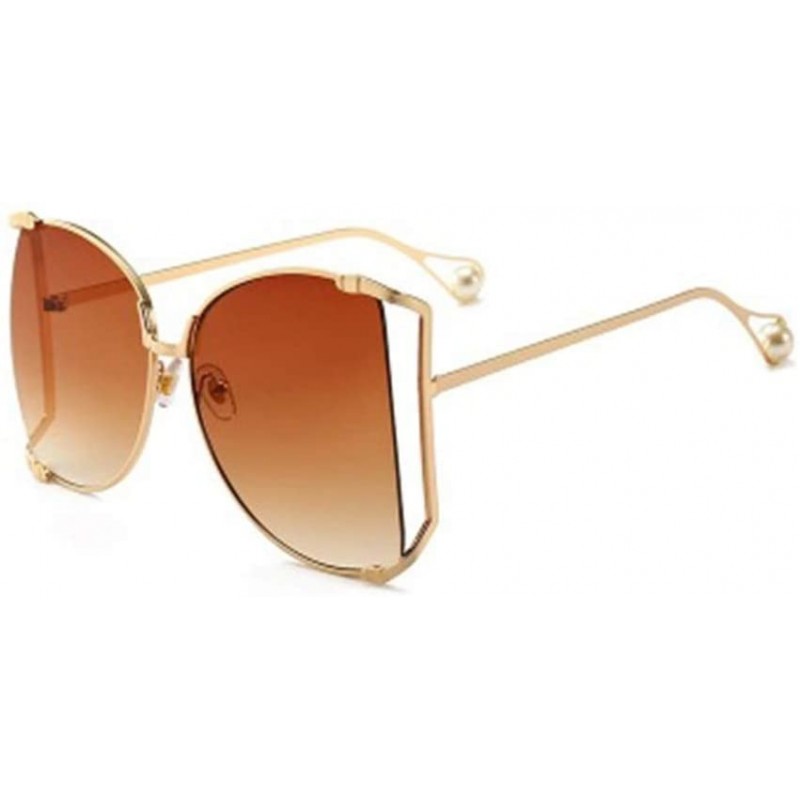 Sport Fashion Ocean Piece Sunglasses Metal Cut Edge Lady Pearl Personality Glasses - 4 - CQ190HCK2O8 $38.22