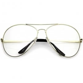 Aviator Classic Oversize Metal Double Crossbar Teardrop Clear Lens Aviator Eyeglasses 63mm - Gold / Clear - C7182H0R56H $8.71