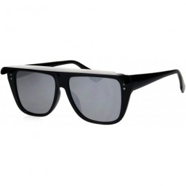 Rectangular Top Visor Shade Rectangular Plastic Racer Retro Funk Sunglasses - Black Silver Mirror - CU18I4H7KLA $24.71