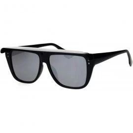 Rectangular Top Visor Shade Rectangular Plastic Racer Retro Funk Sunglasses - Black Silver Mirror - CU18I4H7KLA $23.21