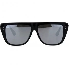 Rectangular Top Visor Shade Rectangular Plastic Racer Retro Funk Sunglasses - Black Silver Mirror - CU18I4H7KLA $10.55