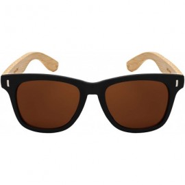 Wayfarer Classic Genuine Horned Rim Bamboo Sunglass 540845BM-SD - Matte Black/Brown Lens - CT18203ANXS $10.55