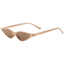 Cat Eye Wide Frame Sharp Cat Eye Frontal Two Dot Stud Sunglasses - Brown Crystal - CU198RW8MQT $16.71