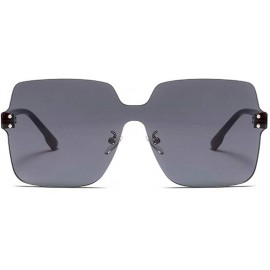 Rimless Large Rimless Sunglasses Women Men Oversized Squared Semi-rimless Shield Shades - Clear Black - C618QXGDOE7 $12.53