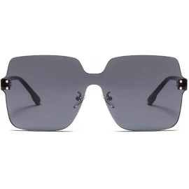 Rimless Large Rimless Sunglasses Women Men Oversized Squared Semi-rimless Shield Shades - Clear Black - C618QXGDOE7 $28.47