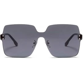 Rimless Large Rimless Sunglasses Women Men Oversized Squared Semi-rimless Shield Shades - Clear Black - C618QXGDOE7 $12.53