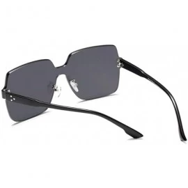 Rimless Large Rimless Sunglasses Women Men Oversized Squared Semi-rimless Shield Shades - Clear Black - C618QXGDOE7 $12.53