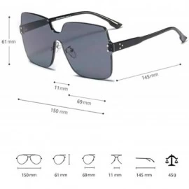 Rimless Large Rimless Sunglasses Women Men Oversized Squared Semi-rimless Shield Shades - Clear Black - C618QXGDOE7 $12.53
