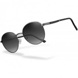 Round Classic Round Polarized Sunglasses for Women and Men- Metal Frame with Spring Hinges - CD18U06DU5D $17.00