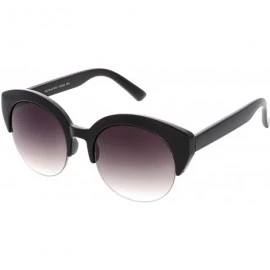 Rimless Women's Wide Arms Semi Rimless Round Lens Cat Eye Sunglasses 53mm - Black / Lavender - CN184S26TCL $9.77