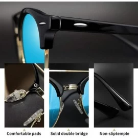 Oval Vintage Round Sunglasses for Women Retro Brand Polarized Sun Glasses E3447 - Double Bridge Blue Lens - C718QH94ZT9 $13.08