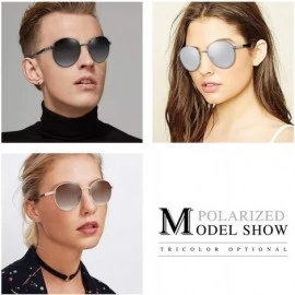 Round Classic Round Polarized Sunglasses for Women and Men- Metal Frame with Spring Hinges - CD18U06DU5D $17.00