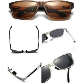 Square Men's Hot Retro Driving Polarized Wayfarer Sunglasses Aluminum magnesium Frame A6560 - Tea-tea - CI18K58LT5D $19.90