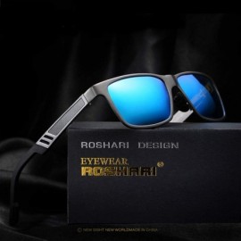 Square Men's Hot Retro Driving Polarized Wayfarer Sunglasses Aluminum magnesium Frame A6560 - Tea-tea - CI18K58LT5D $19.90