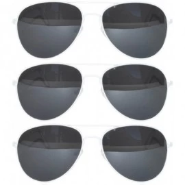 Aviator Set of 3 Pack Aviator Style Sunglasses Colored Metal Frame Mirror Lens Smoke Lens - Smoke_lens_white_3_pack - CH17YRQ...