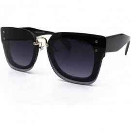 Oversized 7942-1 Oversized Rimless Flat Sunglasses - Solid Black - C618OOOST8I $27.90
