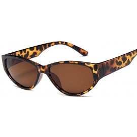 Cat Eye Sexy Cat Eye Sunglasses Women Mirror Sun Glasses Ladies Round Lens Shades For Female Eyewear UV400 - Leopard - CK198X...