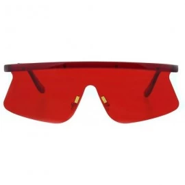 Shield 80s Cyber Punk Flat Top Shield Robotic Panel Sunglasses - Red - C418HR7CGCM $11.71