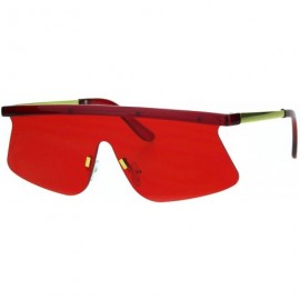Shield 80s Cyber Punk Flat Top Shield Robotic Panel Sunglasses - Red - C418HR7CGCM $11.71