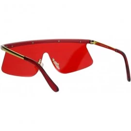 Shield 80s Cyber Punk Flat Top Shield Robotic Panel Sunglasses - Red - C418HR7CGCM $11.71