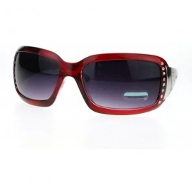 Rectangular Womens Rectangular Shield Sunglasses Rhinestones Animal Prints - Burgundy - CU11VVMX81V $11.26